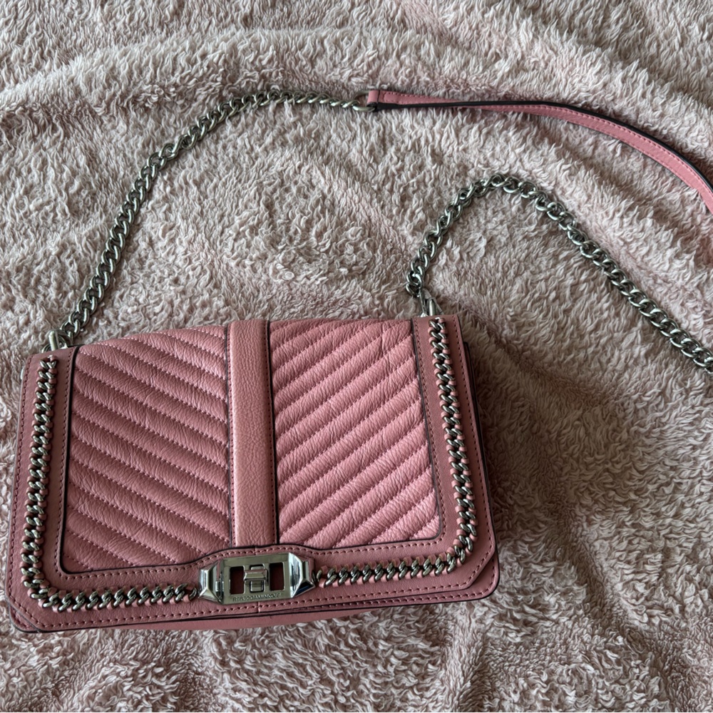 Rebecca Minkoff Pink Quilted Crossbody Bag with Gold Hardware
